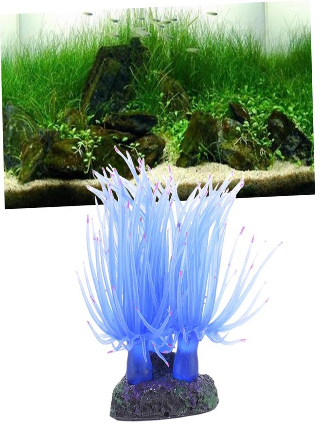 CIYODO Artificial Coral Ornament for Fish Tank Decoration Lifelike Sea Anemone with Steady Base Aquarium Accessory for Water Landscape Decor Soft - Image 2